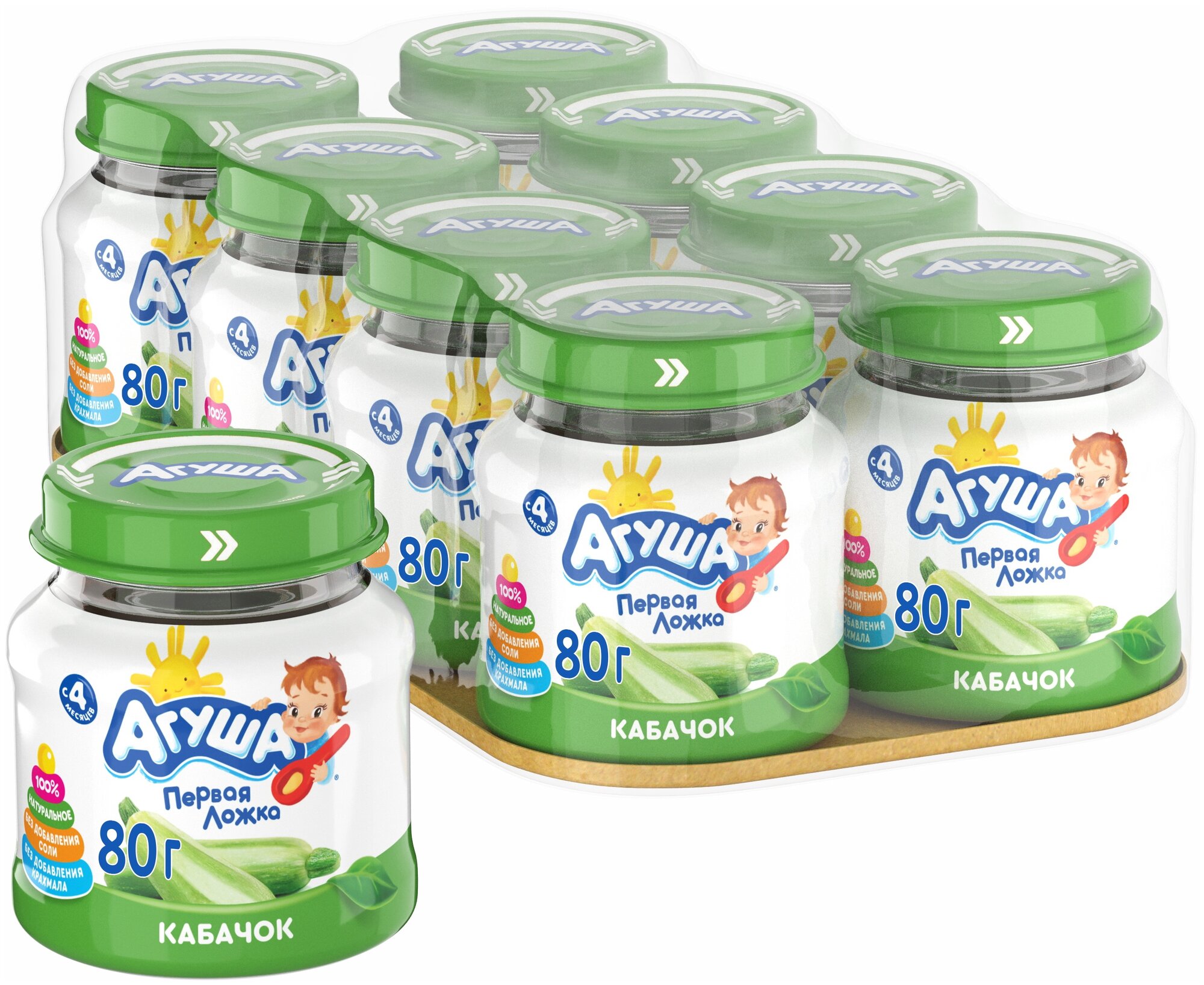 Пюре Агуша кабачок, с 4 месяцев, 80 г — купить в интернет-магазине по ...