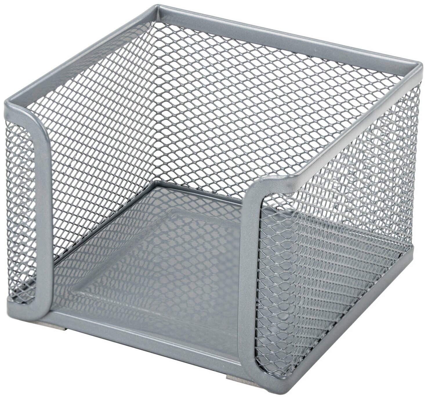 фото Подставка для бумажного блока BRAUBERG "Germanium" металлическая, 78*105*105 мм, серебристая, 231945