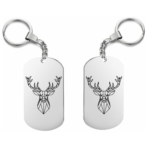 фото Брелок для ключей "олень" с гравировкой двусторонний, подарочный жетон, на сумку, на ключи,в подарок irevive