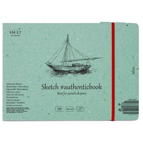 Скетчбук SM-LT White #authenticbook 24,5x17,6 cм 32л 90 г/м2 белый, сшивка 5EB-32ST