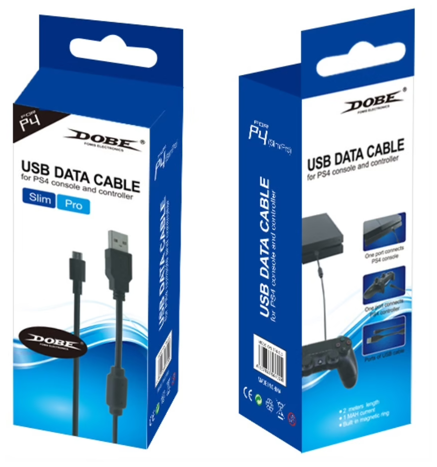 Dobe USB Data Cable Micro USB Кабель с фильтром для геймпадов PS4 / XBOX One (TP4-813) черный