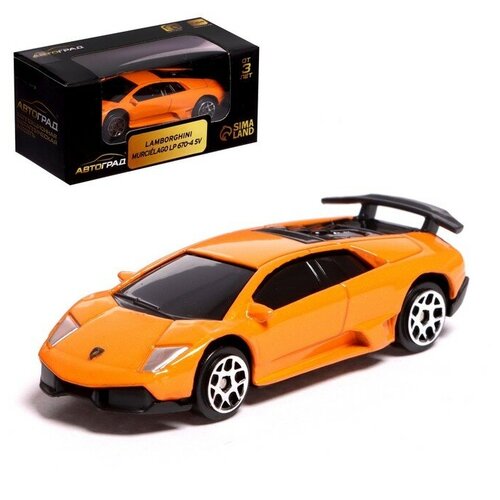 Машина металлическая LAMBORGHINI MURCIELAGO LP 670-4 SV, 1:64, цвет оранжевый 1 36 lamborghini murcielago alloy diecast collection car toy ornament souvenir office home decoration