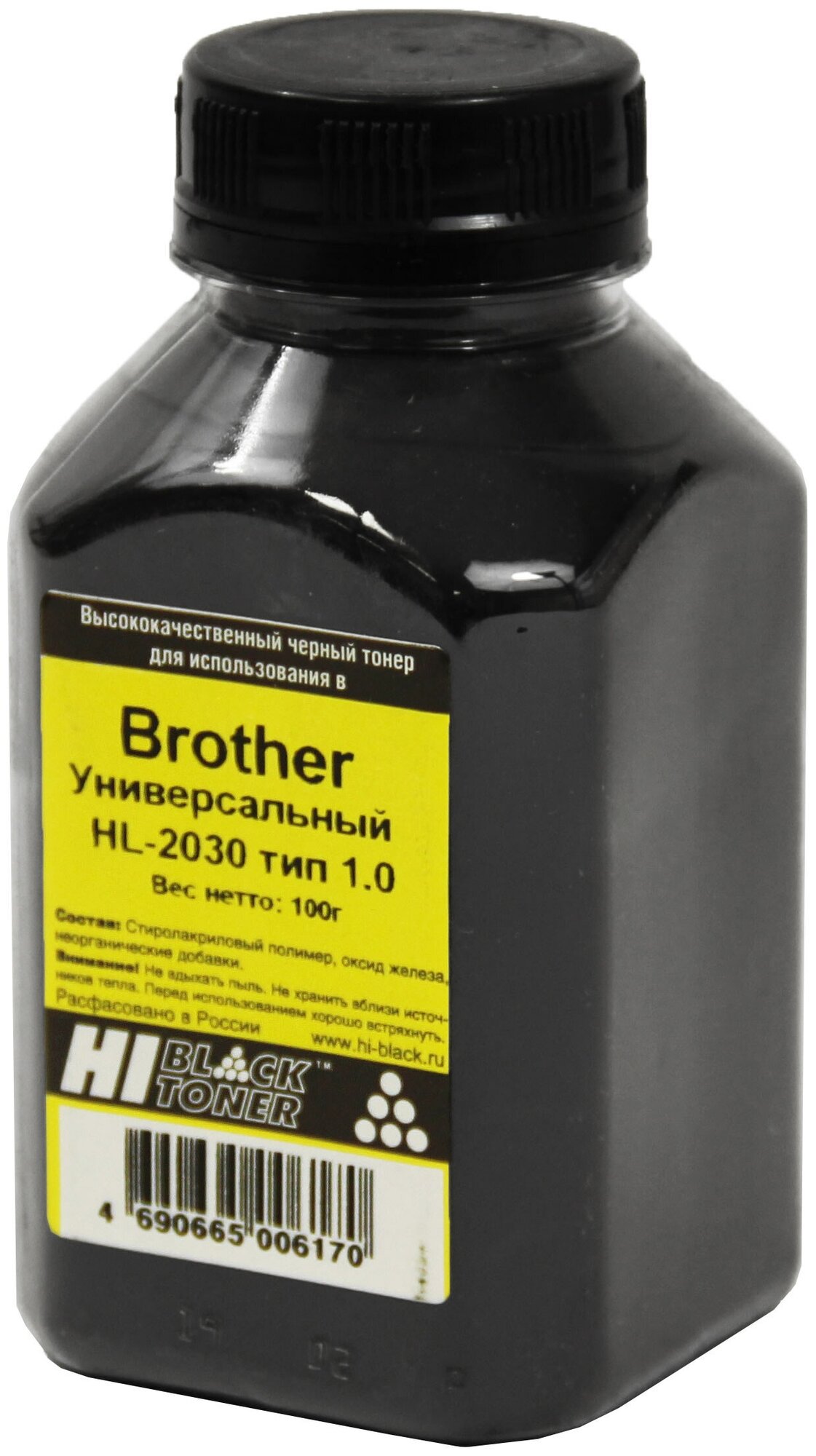 Тонер Hi-Black Универсальный для Brother HL-2030, Тип 1.0, Bk, 100 г, банка