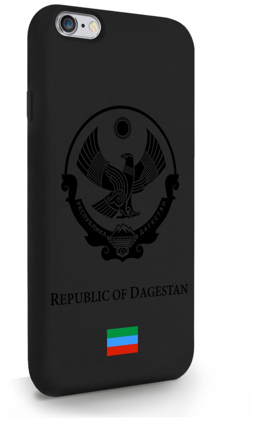 Черный силиконовый чехол SignumCase для iPhone 6/6s Черный лаковый Герб Дагестана для Айфон 6/6с