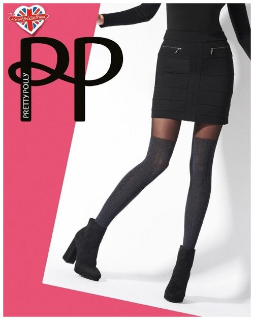 Колготки  Pretty Polly, 40 den, размер S/M/L, серый, черный