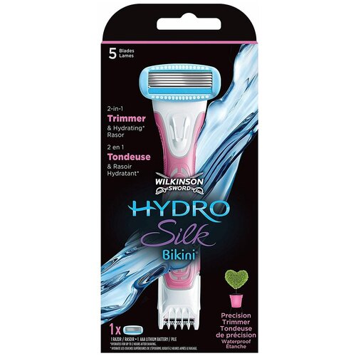 Wilkinson Sword / Schick / HYDRO Silk Bikini / Бритвенный женский станок с триммером.