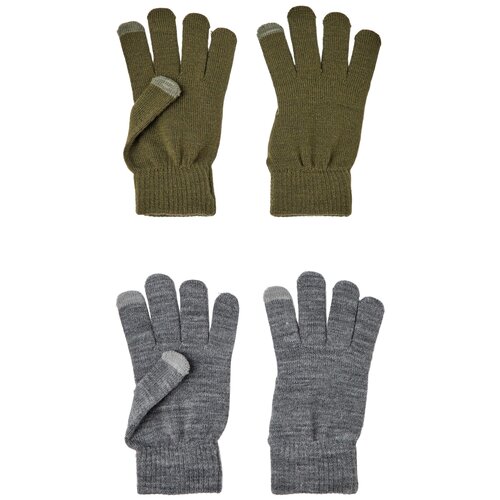 name it, перчатки для мальчика (2ШТ В наборе), Цвет: темно-оливковый/серый, размер: 8