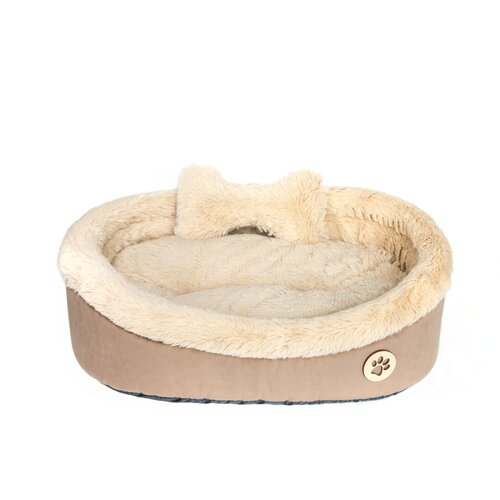 Мягкая лежанка YUGA для кошек, собак и животных овальная, 46х36х15см, фиолетово-серая