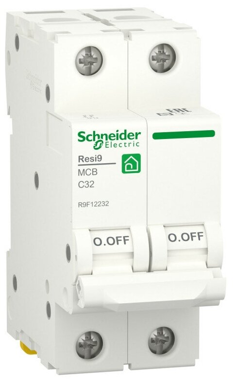 Автоматический выключатель Schneider Electric Resi9, 2 полюса, 32A, тип C, 6kA