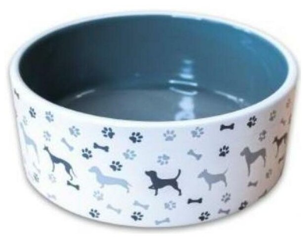 КерамикАрт миска керамическая для собак с рисунком, 350 мл, серая - фотография № 5
