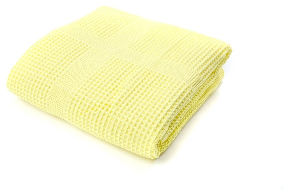 Полотенце вафельное банное 135х65 см, цвет лимон (100% хлопок) - фотография № 2