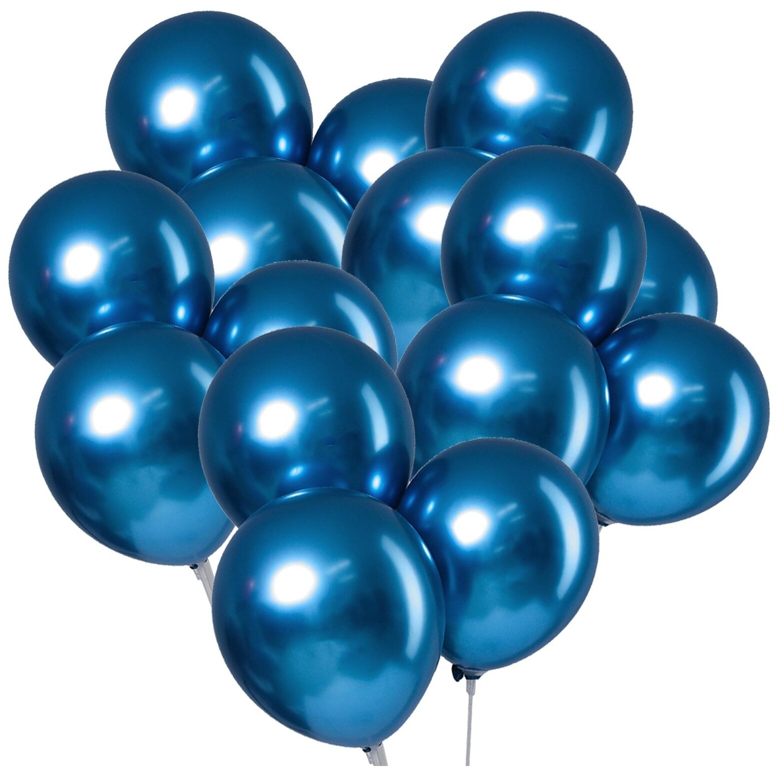 Набор воздушных шаров Leti металл, 12", хром, синий, 50 шт.