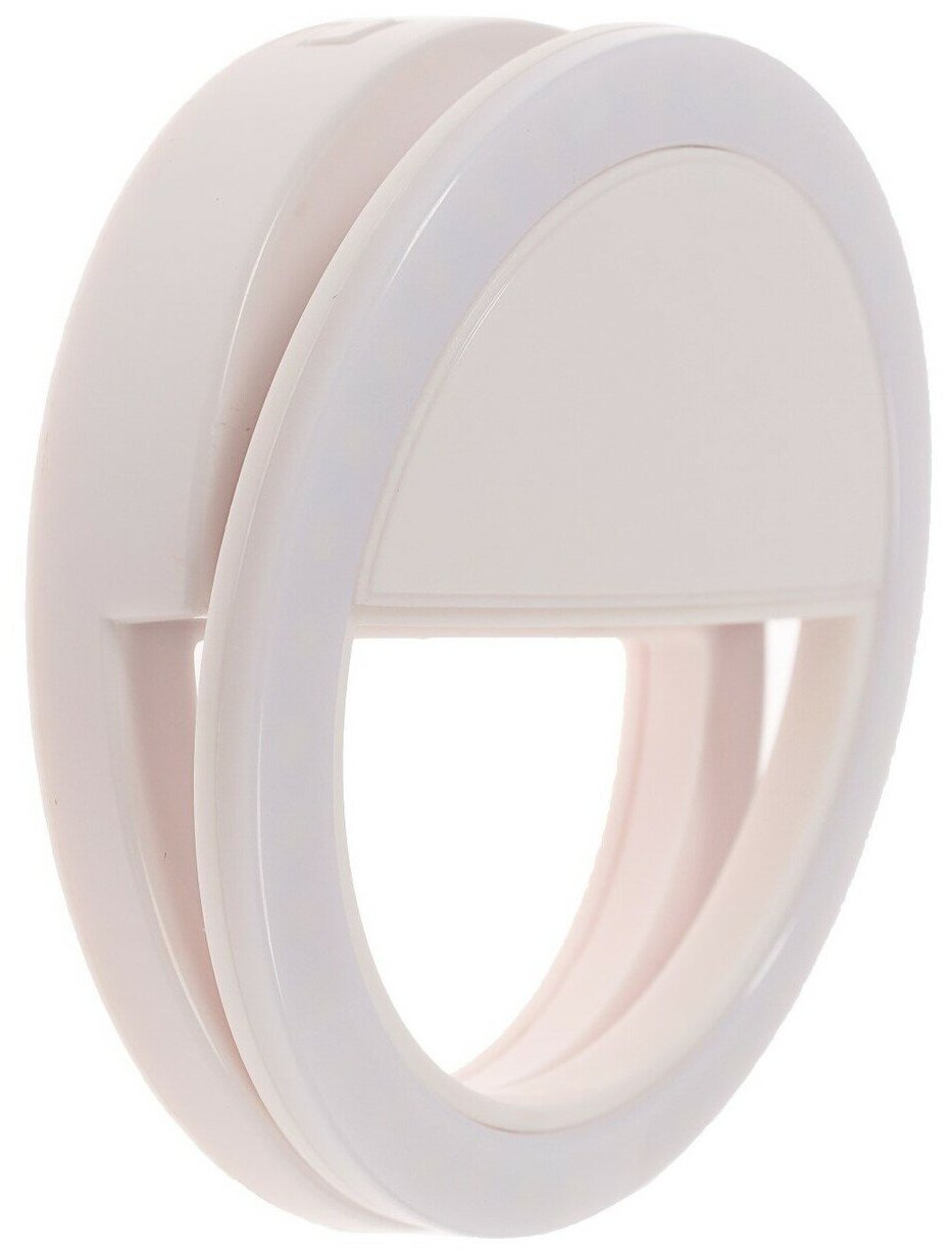 фото Светодиодная кольцевая лампа для телефона LuazON AKS-03, от батареек, 3 режима, белая 4090259