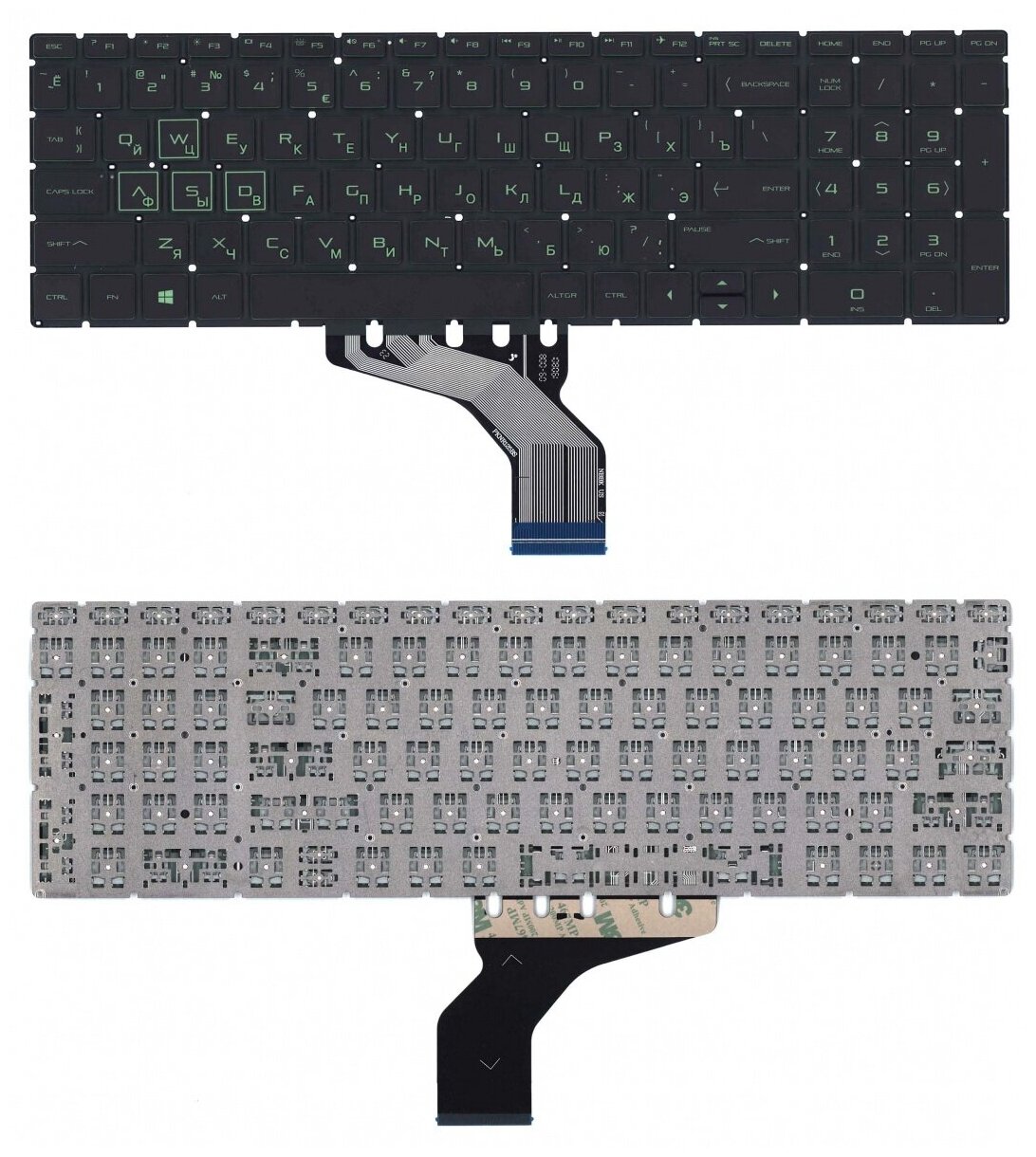 Клавиатура для ноутбука HP Pavilion Gaming 15-CX0002NG черная с зеленой подсветкой 1730₽