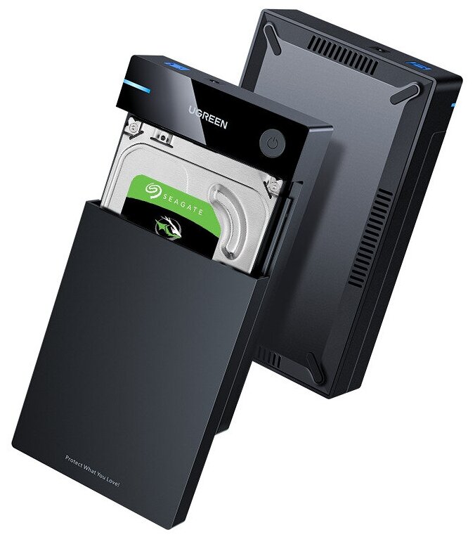 Внешний корпус для жесткого диска UGREEN US222 (50422) USB 3.0 B to 3.5'/2.5" SATA Hard Drive Box EU. Цвет: черный