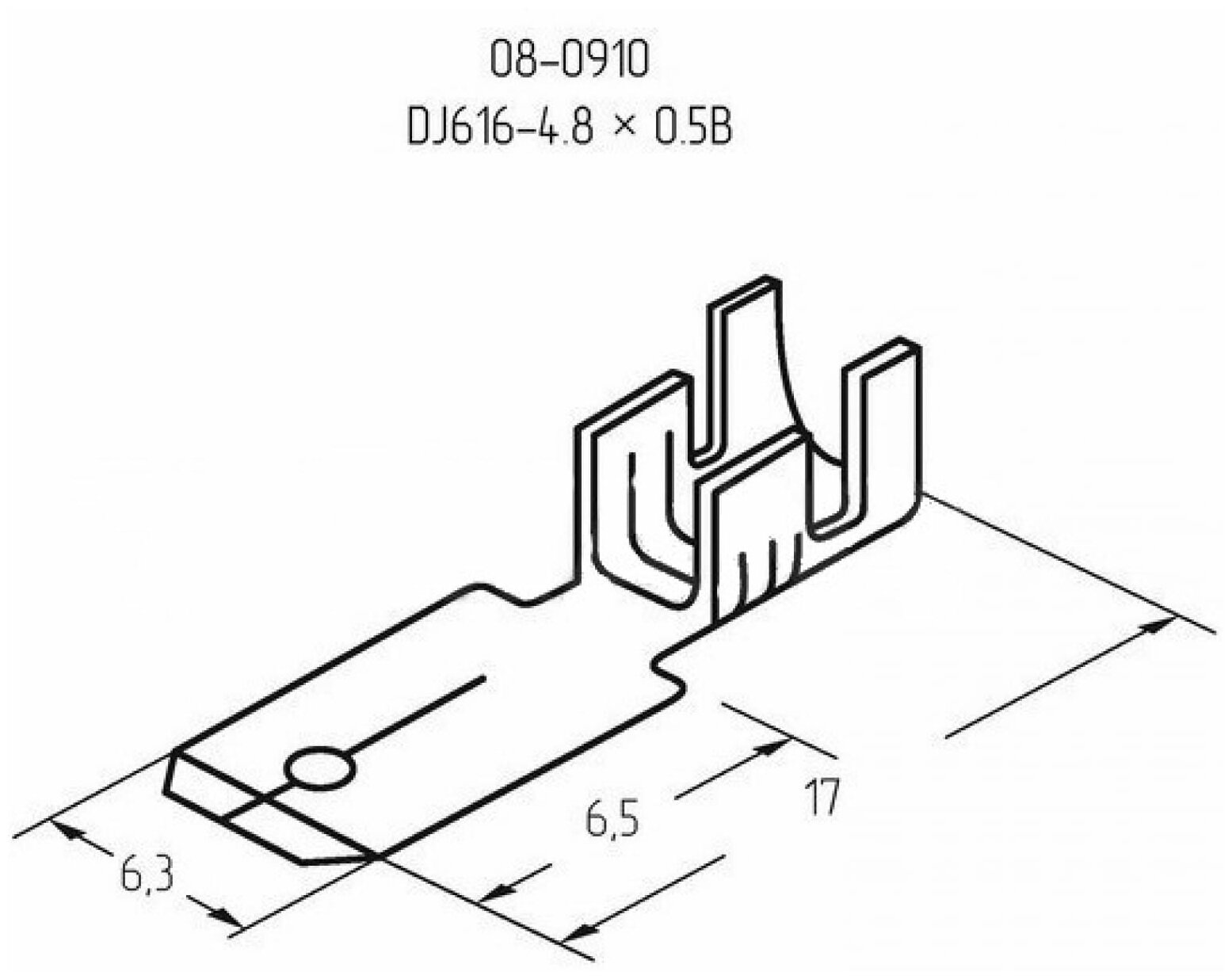 фото Клемма плоская Rexant, штекер 4.8 мм, 1-1.5 мм² (РП-п 1.5-(4.8)) {08-0910} 1 шт