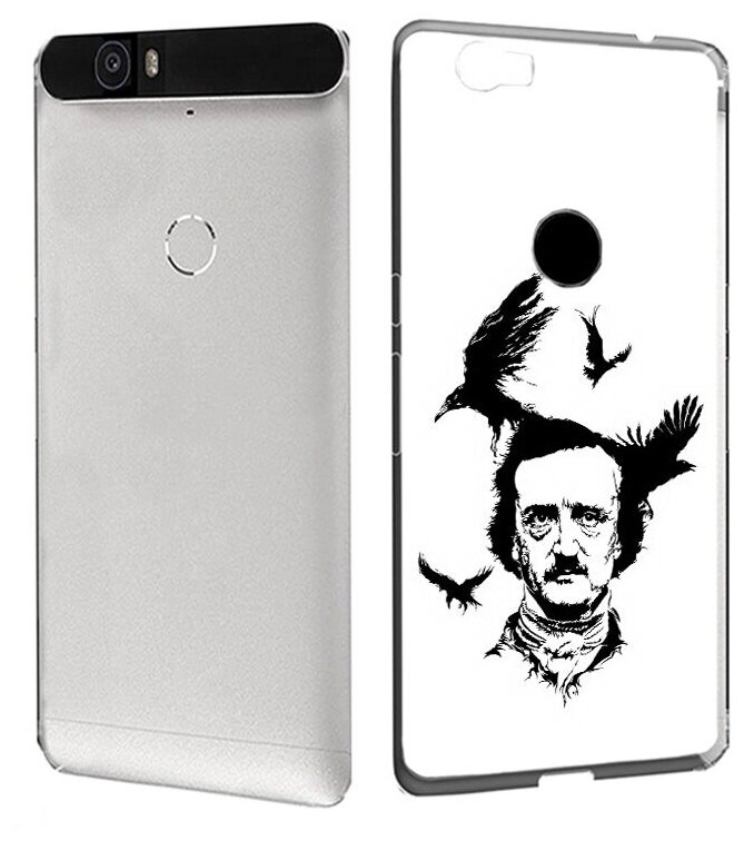 Чехол задняя-панель-накладка-бампер MyPads Эдгар Аллан черно белый для Huawei Google Nexus 6P противоударный