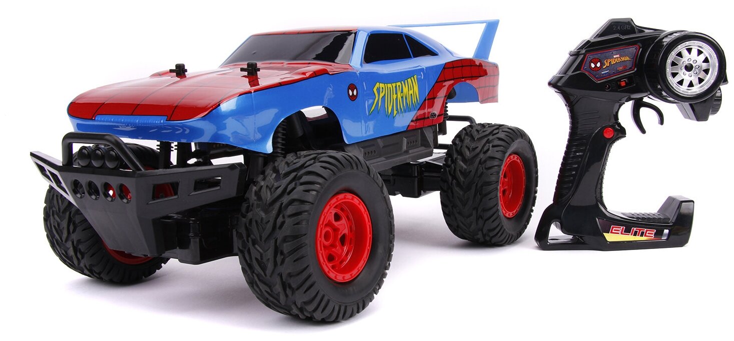 Jada Toys Модель Машинки Hollywood Rides Р/У 1:12 Spiderman RC Daytona Ford Raptor Chassis 30761