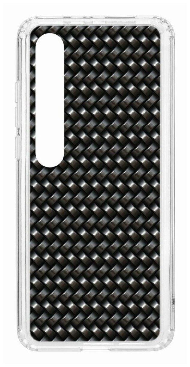 Чехол для Xiaomi Mi 10 Kruche Print Карбон, противоударная пластиковая накладка с рисунком, защитный силиконовый бампер с принтом и защитой камеры