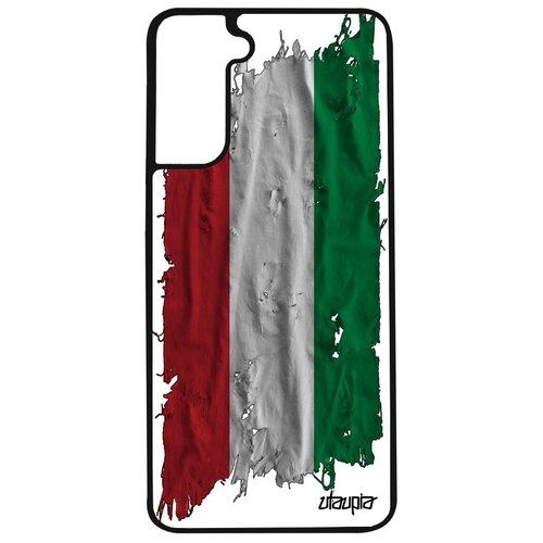 фото Противоударный чехол на мобильный // galaxy s21 // "флаг венгрии на ткани" страна стиль, utaupia, белый