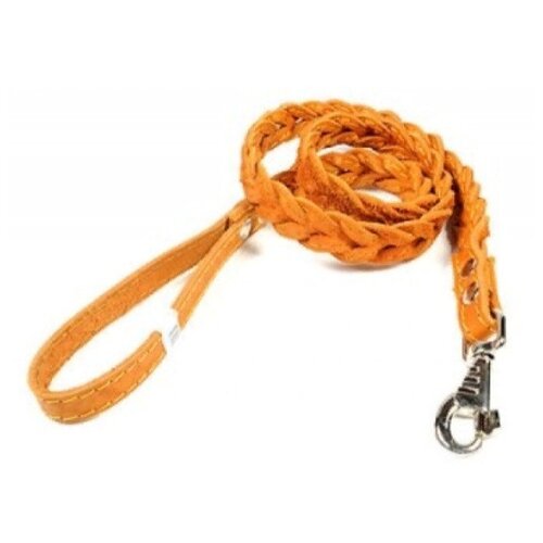 Поводок для собак кожаный коса, с карабином, петлей для руки, 17 мм