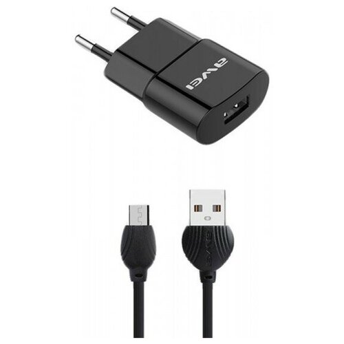 Зарядное устройство AWEI C-832 2.1A USB + кабель USB to Lightning, Черный