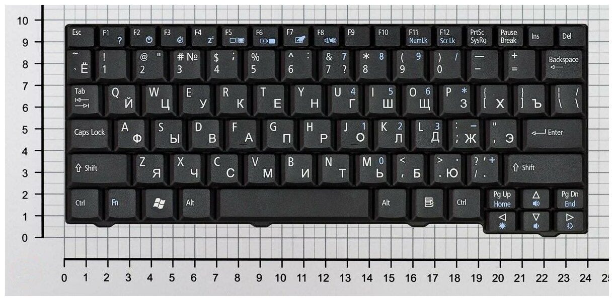 Клавиатура для ноутбука Acer Aspire One P531h черная без рамки