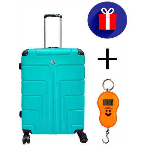 Чемодан, чемодан на колесиках , размер S, пластиковый чемодан цвет Мятный , прочный чемодан