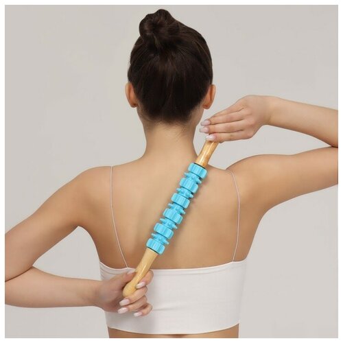 Массажёр Скалка универсальный 375 4 см деревянный 11 колёс цвет микс 500₽