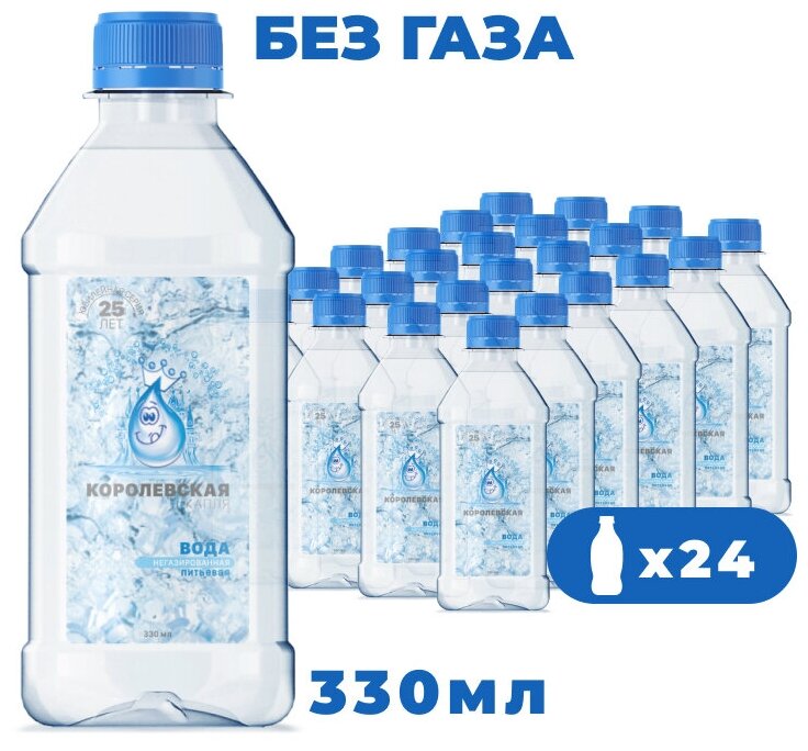 Вода питьевая Королевская негазированная ПЭТ 0,33 л (24 штуки)