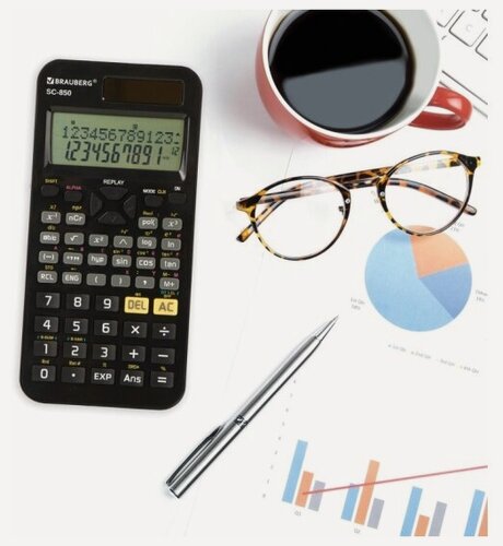 Изображение товара Калькулятор инженерный Brauberg двухстрочный SC-850 (163х82 мм), 240 функций, 10+2 разрядов, двойное питание, черный, 250525