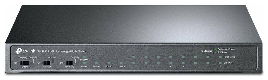 Коммутатор TP-Link TL-SL1311MP 8x100Mb 2G 1SFP 8PoE 124W неуправляемый