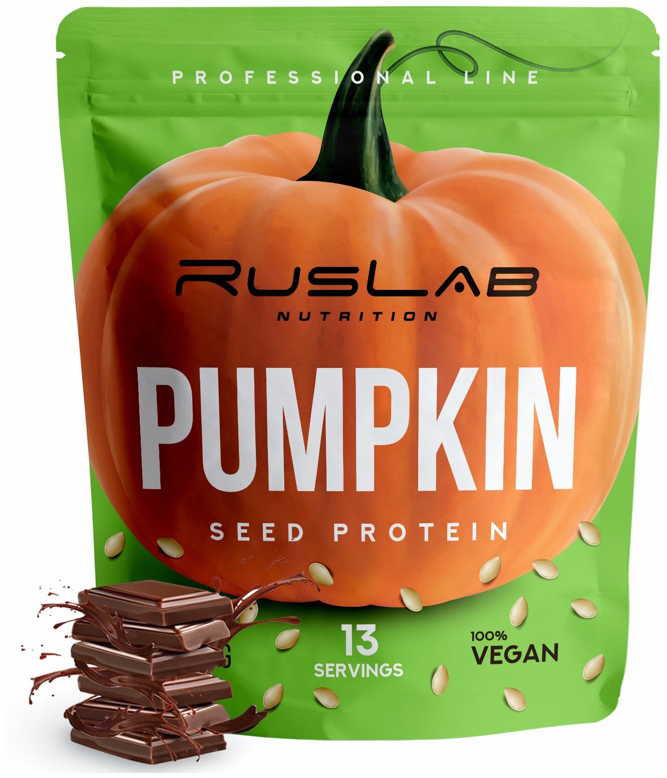 PUMPKIN SEED PROTEIN-протеин тыквенный,растительный протеин,веганский протеин,без ГМО (416 гр),вкус шоколад