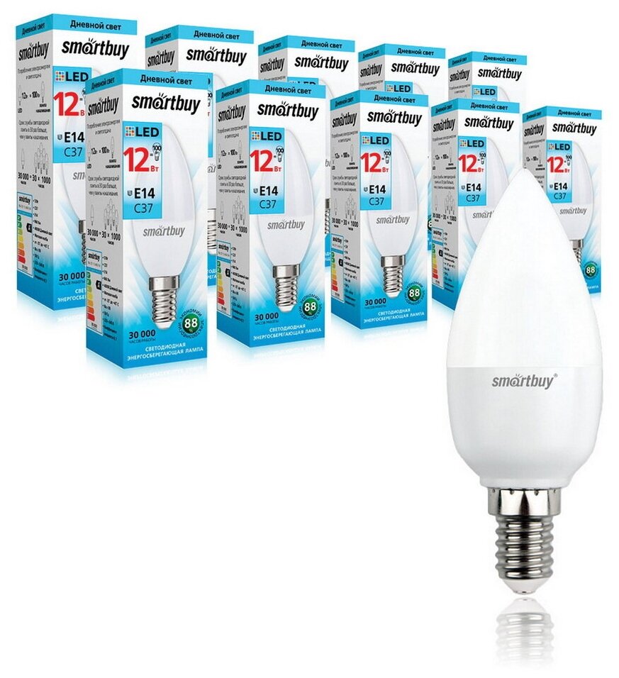 Светодиодная лампа Smartbuy-C37-12W/4000