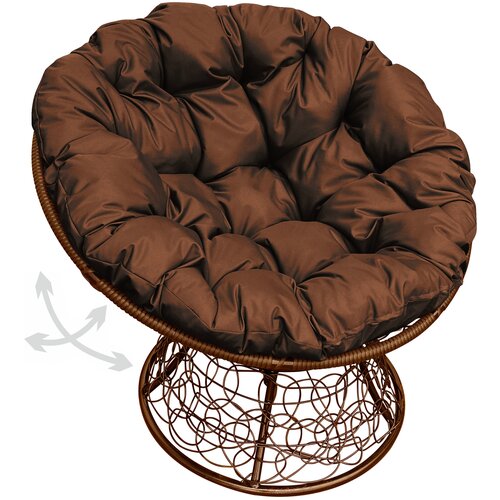 Кресло m-group папасан пружинка ротанг коричневое, коричневая подушка