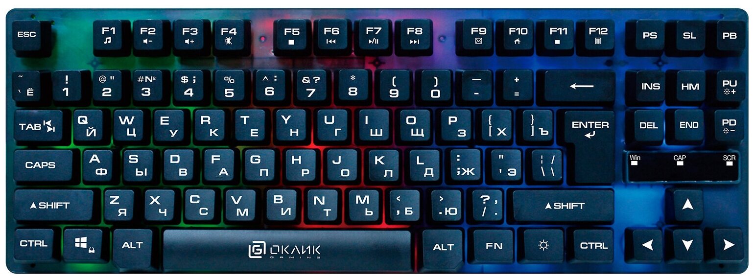 Клавиатура OKLICK 707G CIRCUS черный USB Multimedia for gamer LED