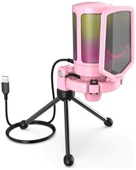 Микрофон проводной Fifine A6V, разъем: USB Type-C, розовый