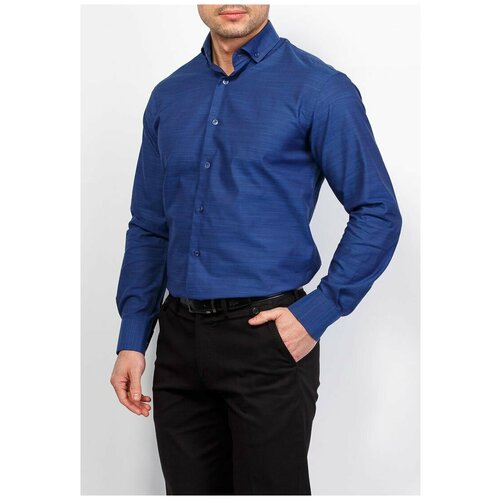 фото Рубашка мужская длинный рукав berthier sicilya8602421/fit-rb(0), полуприталенный силуэт / regular fit, цвет синий, рост 174-184, размер ворота 44