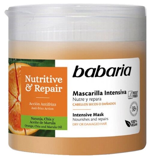 Babaria Женский Nutritive & Repair Восстанавливающая маска для волос с маслом апельсина 400мл