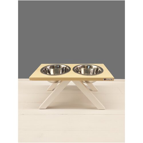 Миска для собак Сиба ину на подставке 2шт. по 750мл. Pepilota высотой 19см. ц.Вуд-Уайт