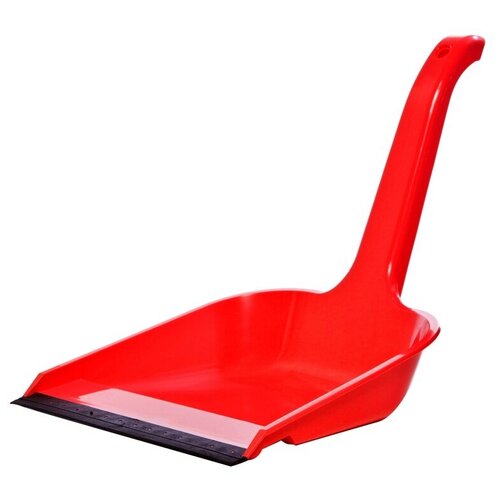 Совок для мусора OfficeClean высокая ручка, с резиновой кромкой, ширина 23 см, пластик, красный (299875)
