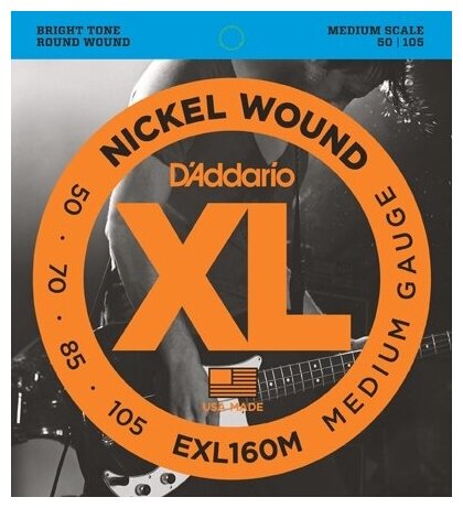 Комплект струн для бас-гитары D'Addario EXL160M