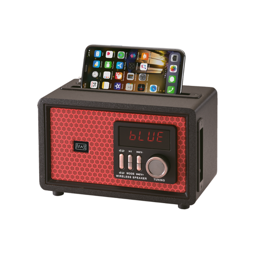 Радиоприёмник с Bluetooth MAX MR 361 Red /Радио/древесный корпус/ AM/FM/SW ,USB