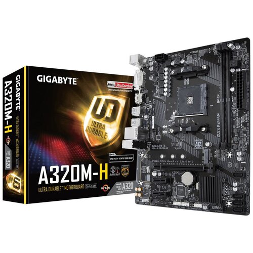 Материнская плата Gigabyte GA- A320M- H Soc- AM4 AMD A320 2xDDR4 mATX AC97 8ch71 GbLAN RAIDDVIHDMI 390000₽