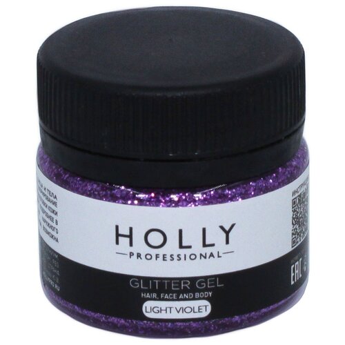 Глиттер для глаз, лица, волос и тела Glitter Gel, Holly Professional (Light Violet)