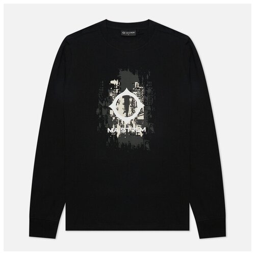 фото Мужской лонгслив ma.strum centre chest logo print чёрный , размер xs