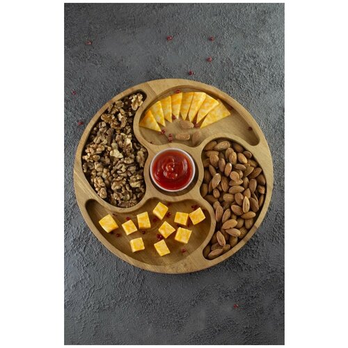 Менажница из натурального бука.Блюдо.Тарелка.Посуда для кухни.Сырница.Посуда для сервировки