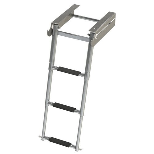 Трап телескопический выдвижной с фиксатором, 3 черных ступени