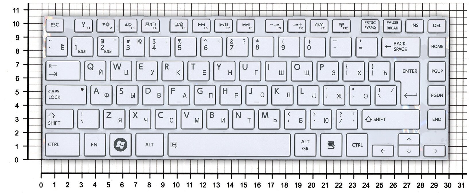 Клавиатура для ноутбука Toshiba MP-11B23US-920W белая
