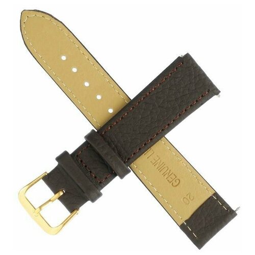 фото Ремешок для часов, 20 мм, длина 20 см, натуральная кожа, коричневый с тиснением (1 шт.) promarket